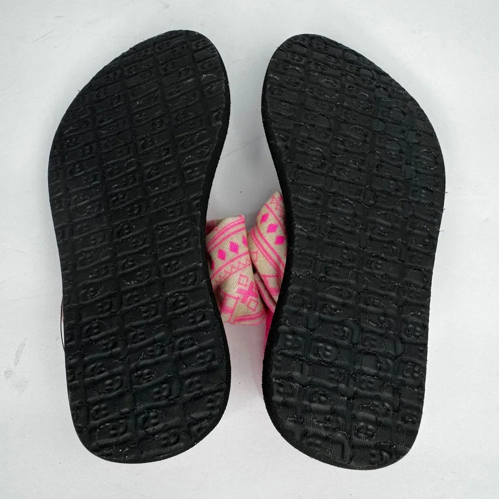 Sanuk Yoga Sling 2 Toddler Sz 9/10 Sandal Black Pink Pattern Made Outta Yoga Mat